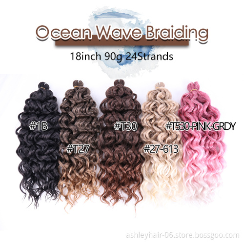Julianna 18" hawaii curl ocean wave synthetic afro wavy king tips blonde silk weave braiding crochet hair ocean wave braid